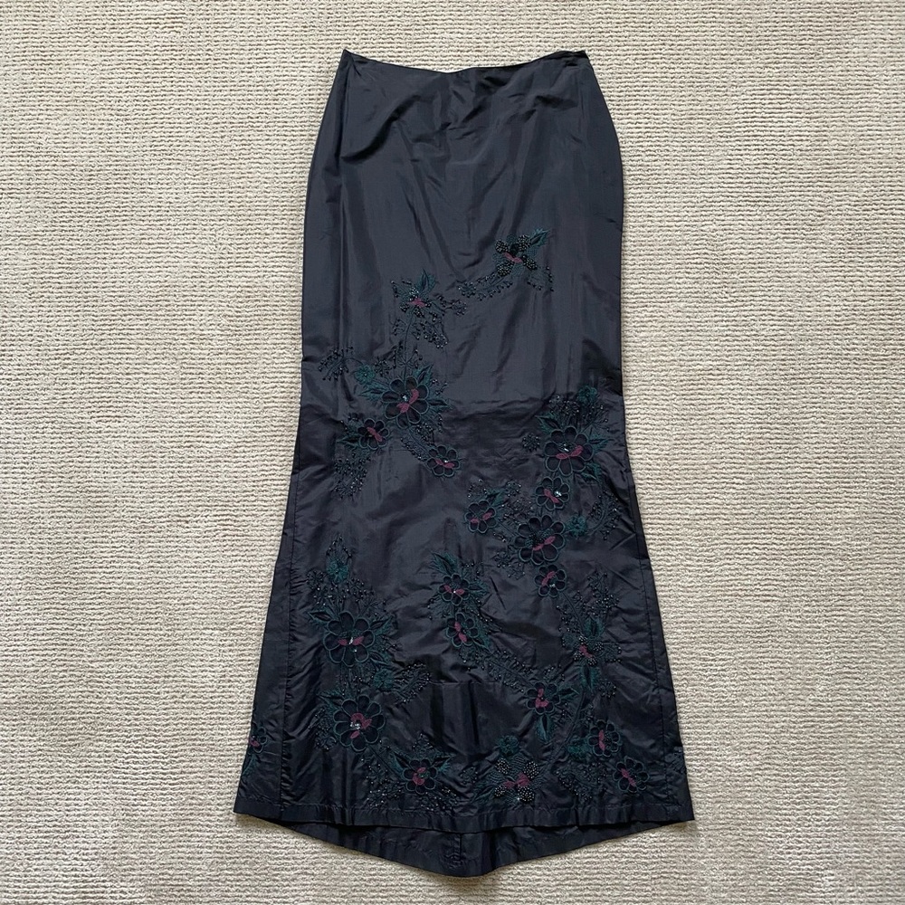 French Connection Silk Mermaid Skirt with beaded/embroidered detail